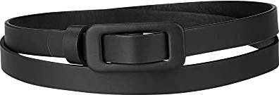 Allegra K Skinny Slim Thin Nonporous Waist Belt Rectangle Buckle PU Leather Solid Simple Belts for Jeans Dress Fit waist up to 99cm/39 Black