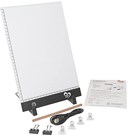 Ideen mit Herz LED-Leuchttisch mit neigbarem Aufsteller | DIN A4 | 3 Helligkeitsstufen | Inkl. USB-Kabel und Zubehör