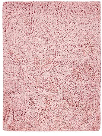 TT Home Wohnzimmer Teppich Hochflor Langflor Schlafzimmer Modern Plüschig Unifarben, Farbe:Rosa, Größe:80x150 cm