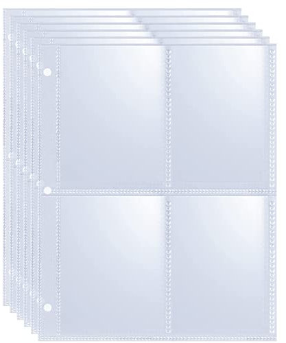 50 Pack 400 Taschen 2,5 x 3,5 Zoll Sammelkartenhüllen, Doppelseitiger Seitenschutz mit 4 Taschen,Fußball-Kartenhüllen.Ultra-transparente Spielkarte Blätter für A5 Mini 3 Ringordner