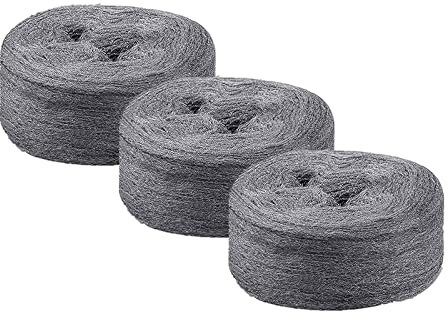 Vvciic Stahlwolle / Strohhalm aus Edelstahl, 3 Stück, Mauswolle mit praktischer Garnschneider für den Garten in Unterbodenboden