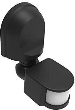 QWYEURO Détecteur de mouvement PIR réglable 180° max 1200W/12M (noir)