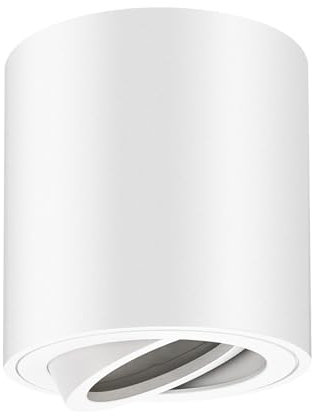 GeyouLux Aufbauspot GU10, 30° Schwenkbar Deckenspots Weiß, Φ80×84mm Aufbaustrahler mit GU10 Fassung, Aufbauleuchte aus Aluminium, Rund Aufputz 230V Downlight(Keine Lichtquelle)