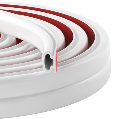Joint Porte Fenetre Isolation et Phonique, Forme D Caoutchouc Joint de Porte, Autocollante Bande D'étanchéité Anti Froid Isolant Thermique, pour Joint porte entree, Fenetre (Blanc, 10M)