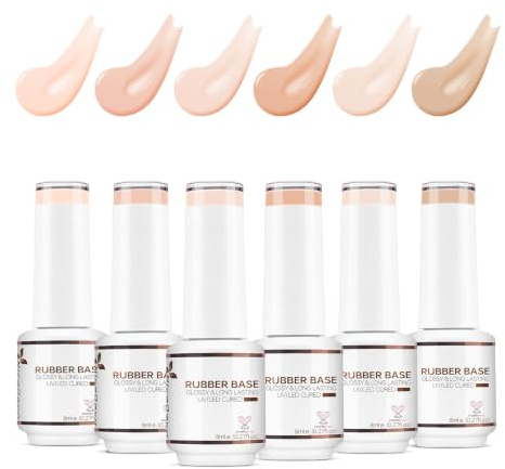 Nicedeco Gummibas gelset – 8 ml 6 färger UV-gel blötläggning set 6–34