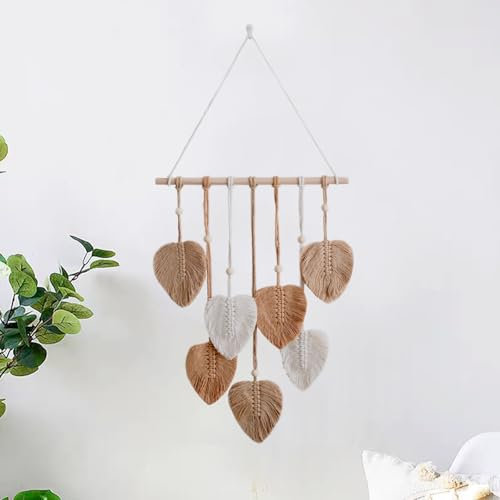 HNLMZ Macramé Tenture Murale,Deco Murale Boheme Macramé Tenture,Gland Fait Main Feuille Tapisserie Pour le Salon, La Chambre, Le Mariage, La Décoration de Vacances (Kaki)