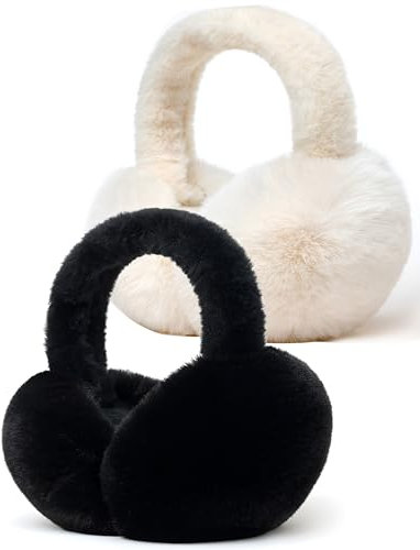Unning 2 Stück Ohrenwärmer Damen Winter Verstellbar Ohrenschützer Faltbare Warme Weiche Ohrenschutz Earmuffs für Women
