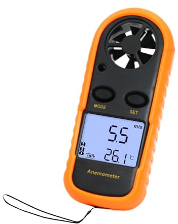 DewinLVD Anémomètre Portable, Anémomètre Numérique 0-30m/s Mesure de la Vitesse du vent Moyenne Maximale Temps réel Anémomètre avec Thermomètre Wind Speed Meter pour la Planche à Voile Pêche Drone