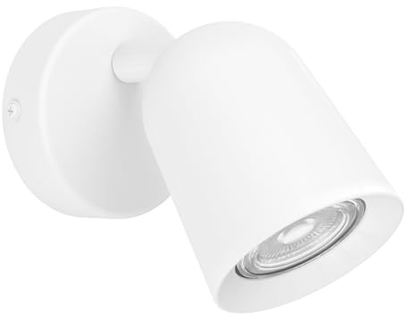 Eglo Camaldoli - Lampada da parete, applique interno, lettura con faretto flessibile e orientabile in acciaio color bianco, attacco GU10