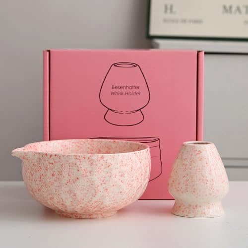 Masgangdamai Ceramic 2-Piece Matcha Bowl Set Red gift box (red and white)