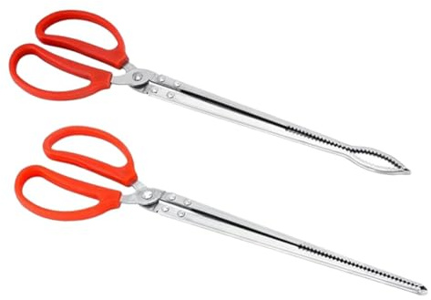 DECOMELODY Pinzas Plástico Rojo de Serpientes Acero Inoxidable y para Ligero Diseño Multifuncional Paquete de 2 Unidades Ideales para Limpieza y Uso en Acuarios