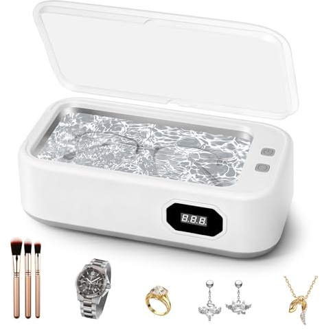 AOOTE Limpiador Ultrasónico de Joyas,Limpiador Ultrasonido Profesional de 640ML,Limpiador Ultrasonidos 49KHz con 5 Modos de Tiempo y Pantalla Digital,Limpieza Integral de 360°,para Gafa Joyas Reloje