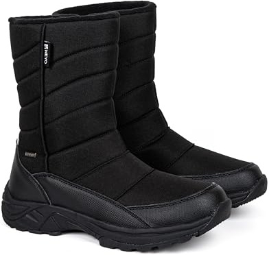 HEYO Botas de nieve para hombre, cálidas, de invierno, de trekking, acolchadas, impermeables, con cremallera