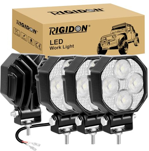 RIGIDON 4 st. mini-LED-arbetslampor, 2,8 tum 16W 1600 LM strålkastare, 12V 24V utomhuslampa för bil, terräng, lastbil, 4x4, ATV, traktorer, grävmaskin, båt, motorcykel, dirtbike, 6000K vit, dimljus | För bil, terräng, lastbil, SUV, ATV, UTE, 4x4, traktor, grävmaskin, båt, vattentät, 6000K vit, extra, dimljus, 12V 24V