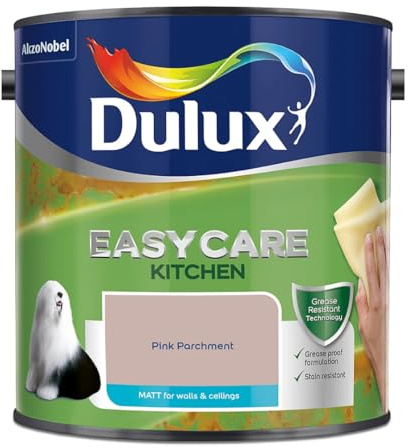 Pink Parchment Dulux Easycare Kitchen Matt Emulsion Paint 2.5L – Grease & Stain Resistant, Washable Matt Finish, Durable Interior Paint for Kitchen Walls & Ceilings