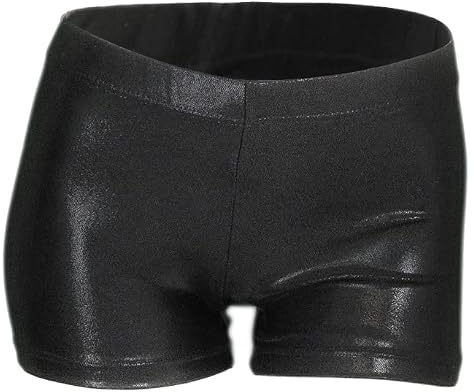 Kucy Little Girls' Shiny Dance Tumbling Sports Gymnastics Shorts for Girls 2-14 Years