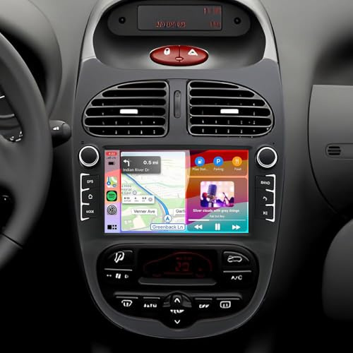2+64G Android 14 Bilstereo 2 Din för Peugeot 206 206CC 206SW 2000-2008, 7 Inch Bildschirm Radio med Navi Bluetooth Bilstereo med Wireless Carplay GPS Navi Rückfahrkamera Mirror Link GPS WiFi FM RDS