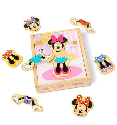 Melissa & Doug Disney Minnie Mouse Dress-Up Puzzle, 18 Pieces Mix and Match Outfits, Sorting & Matching Toy with Storage Case, Educational Puzzle for Toddlers Ages 3+