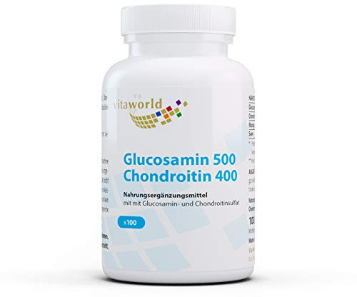 Vita World Pack de 3 Glucosamine 500mg Chondroïtine 400mg 3 x 100 Capsules Made in Germany