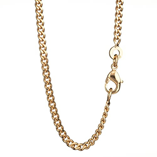 NKlaus cadena de rizo 45cm cadena de rey 2,40mm chapado en oro de 18K 750 amarillo 5532