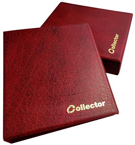 Collector Coin Album IN CASE for 200 MEDIUM sizes coins 50p 50 pence £1 £2 €1 €2 - 10 pages and red dividers - RED