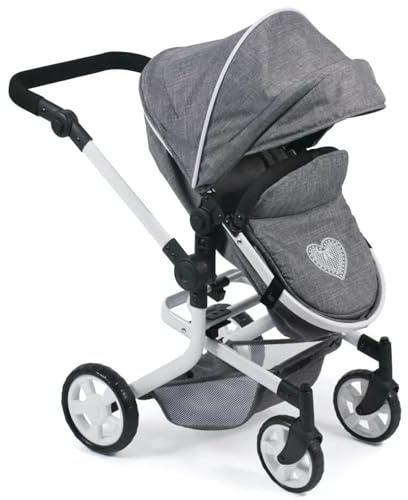 Bayer Chic 2000 Poussette de poupée Mika, Poussette combinée 2 en 1 pour Enfants de 4 à 8 Ans, Jeans Gris