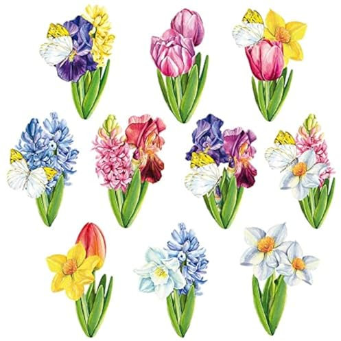 Ideen mit Herz 3-D Motive, ausgestanzt, ca. 7-10 cm, 10 Stück im Beutel | Bilder zum Basteln & Dekorieren | Grußkarten selber machen | Bildmotive für Scrapbooking & DIY-Deko (Frühlingsblumen)