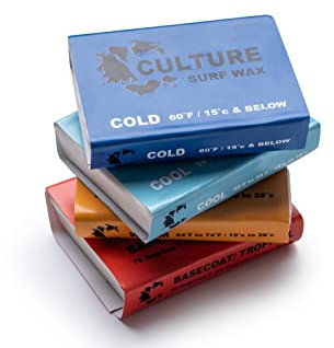 Culture Supply Surfboard Wax ~ 80g Bars | 6-Packs and 84 bar Cases | Tropical/Base | Warm | Cool | Cold | Wax Comb Included (Warm, 6-Pack)