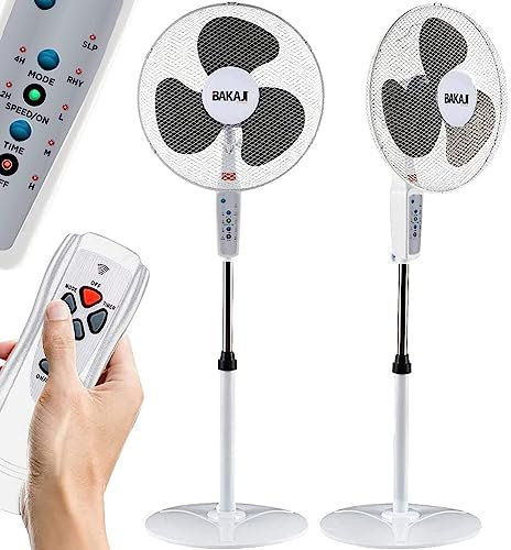 BAKAJI Ventilateur colonne Puissance 50 W Diamètre poteaux 40 cm 3 vitesses sélectionnables Fonction minuteur Hauteur réglable Oscillation horizontale et télécommande pour contrôle à distance
