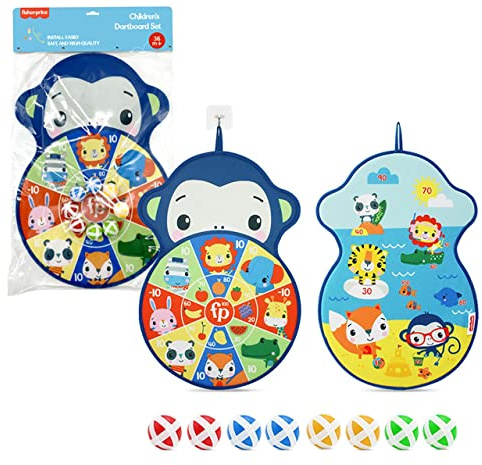 Fisher Price - Diana Velcro Reversible 2 en 1 – Dos diseños Diferentes - Incluye Diana y 8 Pelotas con Velcro - Dimensiones 35 cm de diámetro (DeQube 920D00097)