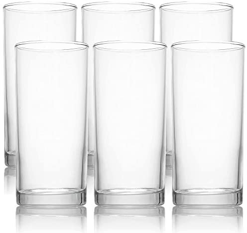URBNLIVING Hi-Ball Tall Cocktail Barware Tumblers Glasses, Juice, Water, Soft Drinks, Beverages, 290ml, Boxed Set of 6, Dishwasher Safe