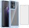 Asuwish Phone Case for OPPO Reno 8 5G with Tempered Glass Screen Protector Cover and Cell Accessories Slim Soft TPU Silicone Rubber Protective Hybrid Mobile Reno8 Women Men Transparent Clear Blue