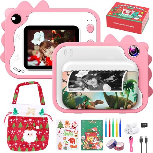 Kinderkamera,ULEWAY Kinder Kamera 1080P 2,0-Zoll-Bildschirm Kinder Digitalkamera Videokamera Fotoapparat mit 32GB Karte，Druckpapier,5 Farbstift,Weihnachten Geschenk Spielzeug für 3-12 Jahre-Rosa
