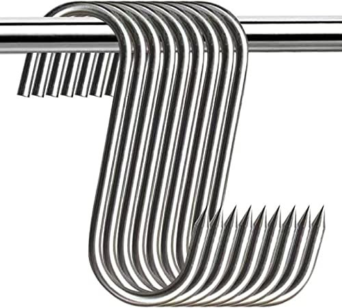 Meat Hooks,10Pcs Premium Stainless Steel Butcher's Hook,Meat Hook Tool for Hot and Cold Smoking，Butchering,Hunting,Chicken Hunting Smoking, Grill Hook Tool (10Pcs 7Inch(4.6mm))