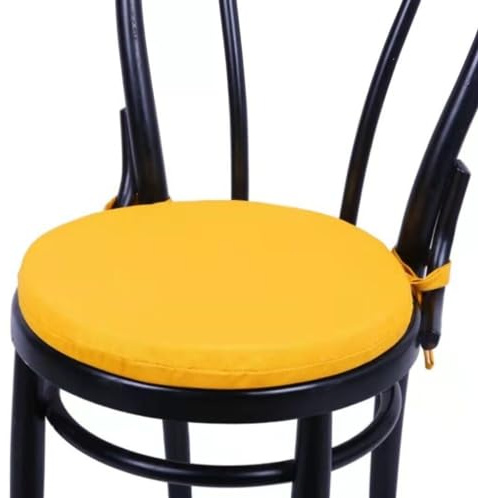 HD BRICO set 4 Cuscini Rontondi per Sedia Cucina Coprisedia Imbottiti Laccetti Tinta unita Spessore 4 cm x 38 cm (giallo) MADE IN ITALIA