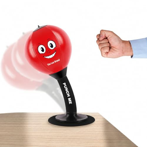 The Lux Brand's Desktop rage Bag, Premium Quality kids punching bag. Super strong Spring Flexibility, punching bag for kids, Super Strong Suction on Smooth Surfaces, Kids&Adults (Red).