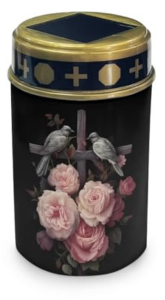 HUGS IDEA Luces solares cruzadas con pájaros, luces florales para tumbas, decoraciones religiosas de cementerio con ABS impermeable, funciona con energía solar, linterna conmemorativa para tumba