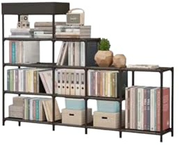 Generico Scaffale a Scala Multifunzionale in Metallo e telo – 115 cm x 21 cm x 80,5 cm | Mobile Porta Oggetti, Documenti e Decorazioni per Casa e Ufficio