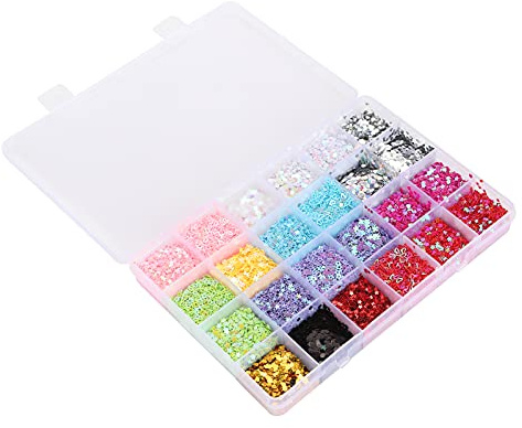 GLOGLOW Paljetter Gör-det-sjä Smyckesmaterial, Paljetter Plast Lössömnad Set med Påse, Blandade Stjärnor Hjärtan Blad Hexagoner för Kläder Skor Naglar Fest Pyssel Dekoration