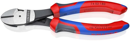 KNIPEX Kraft-Seitenschneider auf SB-Karte schwarz atramentiert mit Comfort-Griffen 180 mm, 74 02 180 SB