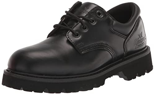 Thorogood Uniform Classics Steel Toe Oxford Work Shoes for Men and Women Featuring Polishable High-Shine Leather, Goodyear Storm Welt, and Non-Slip EVA Lug Outsole, Black - 10.5 W