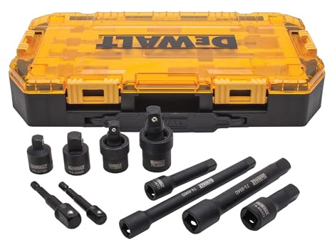 DEWALT Impact Driver Socket Set with Impact Extensions and Drill Adapters, Metric, 10-Piece, 3/8 and 1/2 Drive (DWMT74741)