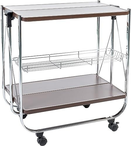 Iris Ohyama, Desserte, Chariot, Plateau de Service, Cuisine, Restaurant, Hôtel, 2 étagères, Panier en Filet, avec Roues - Kitchen Wagon CW-005 - Marron