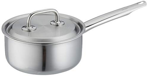 Spring Brigade Premium Stielkasserolle nieder mit Deckel 16 cm, Edelstahl, Silber, 2-Einheiten, 14.8 x 27.6 x 48.4 cm