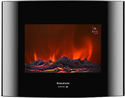 Taurus Toronto P - Chimenea eléctrica de 2000W. 2 Posiciones de calor. 5 intensidades de llama. Programable. Selección temperatura. Mando a distancia. Calefacción. Cristal.