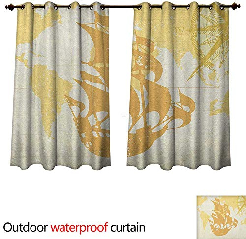 Anshesix Nautica Outdoor Tende per Patio, Modello Astratto Conchiglie Sea Horse Corals Fish Rob Globe Maps Wavy Ocean, color14, W96 x L72