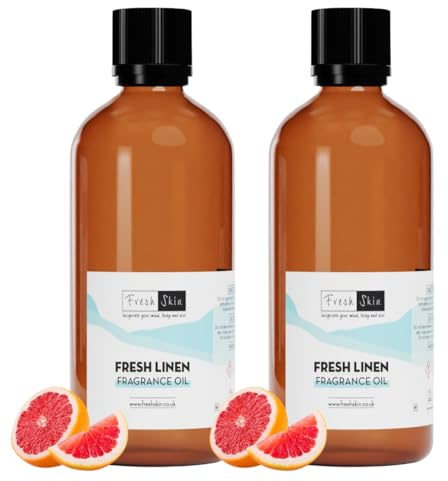 Freshskin Beauty LTD | Fresh Linen Fragrance Oil - 200ml (2 x 100ml) - Candles, Bath Bombs, Soap Making, Reed Diffusers & Wax Melts - Cosmetic Grade - Vegan Friendly