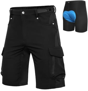 Cycorld MTB-byxor herr cykelbyxor, snabbtorkande MTB shorts herr mountainbike byxor säckig cykelshorts, ventilerande cykelbyxor med krok och fluffigt band