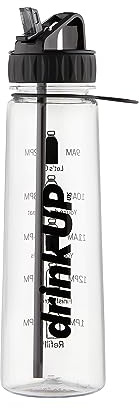 DrinkUp Motiverande vattenflaska med tidsmärkningar och sugrör 900 ml | läckagesäker BPA-fri vätskespårare | Perfekt för gym, skola, kontor, vandring och cykling | kvinnor och män