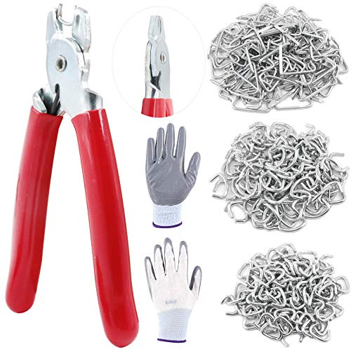 Swpeet Kit di 360 anelli di maiale zincati da 3/4 1/2 3/8 con pinze per anelli di maiale dritti, kit di installazione professionale per tappezzeria per ammortizzatori elastici, corde, gabbie per